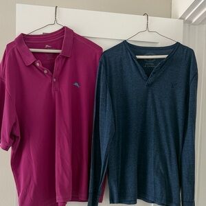 Tommy Bahama Men's Magenta Polo & Navy Henley Two-Pack